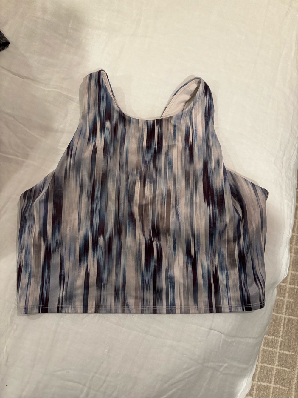 Athleta Blue and Gray Abstract Crop Tank